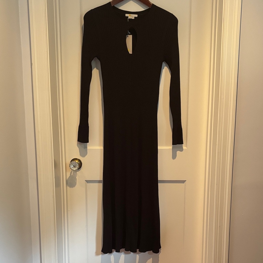 NWT Boden very stretchy ribbed long sleeve midi / maxi dress w/ keyhole cutout
